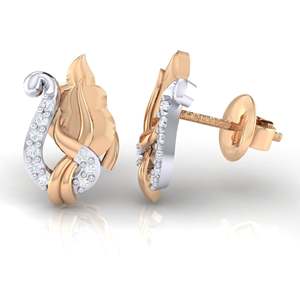 Boucles d'oreilles créoles en or 14 carats certifiées, 18 diamants véritables, plaqué or rose, style tendance et mignon, cadeau de fiançailles, de mariage ou d'anniversaire - Product Image 1
