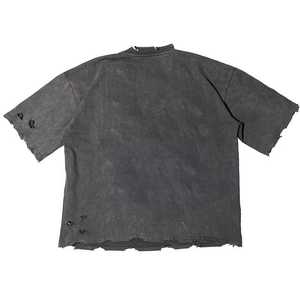 เสื้อยืดผู้ชายทรงปกติ ผ้าคอตตอนถัก 100% คุณภาพสูง ระบายอากาศได้ดี เป็นมิตรกับสิ่งแวดล้อม ลวดลายวินเทจฟอกสี พร้อมชายเสื้อแบบดิสเทรส - Product Image 4