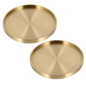 Wholesale Brass <b>Coasters</b> Round Shape 2 Pieces <b>Mirror</b> Polished Gold Matte Eco-Friendly Customizable - Product Image 1