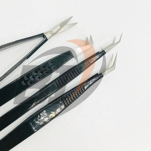 Pinzas profesionales para extensión de pestañas de acero inoxidable, agarre fuerte, Punta puntiaguda sostenible, Color negro, uso de belleza privado - Product Image 2