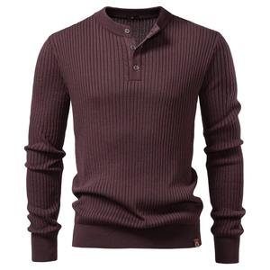 สเวตเตอร์เสื้อโปโลแขนยาวเข้ารูปสำหรับผู้ชายเสื้อสเวตเตอร์คอปกเฮนรี่แฟชั่นฤดูใบไม้ร่วงฤดูหนาวระบายอากาศได้ดีพิมพ์ลาย - Product Image 5