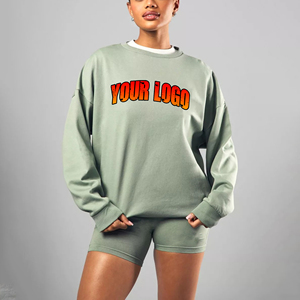 Vente en gros 100% coton ensemble de sweat-shirt court et surdimensionné pour femmes motard tenue décontractée d'été ensemble de jogging pour dames imprimé personnalisé - Product Image 1