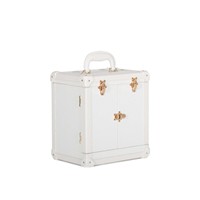 Boîte à bijoux en microfibre blanche de luxe Mantolin avec doublure en velours rouge, fermeture à clé, cadeau élégant pour la Saint-Valentin