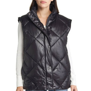 Chaqueta Acolchada Transpirable para Mujer, Diseño de Lona Regular Negra, Patrón Sólido para Invierno, Tejido de Alta Calidad 100% - Product Image 2