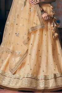 Lehenga traditionnel en coton et soie, imprimé, avec bordure en dentelle, séchage rapide, style pakistanais, tenue de mariage pour femmes, idéal pour les demoiselles d'honneur - Product Image 2