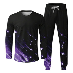 Hommes de grande taille nouveau Design solide impression par sublimation manches longues entraînement vêtements de course hiver Slim Fit survêtement ensemble - Product Image 2