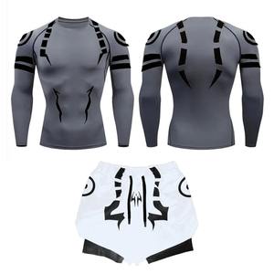 Ensemble short et t-shirt décontracté respirant en polyester/coton pour homme, coupe ajustée, t-shirt à manches longues, impression personnalisée, vente en gros - Product Image 3