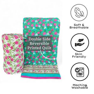 Juego de edredón de algodón orgánico ligero para todas las estaciones con estampado de bloque de mano, funda de cama doble, regalo suave para el hogar con opciones personalizables - Product Image 5