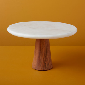 แท่นวางเค้กหินอ่อนสีขาวดีไซน์ใหม่ฐานไม้ขาตั้งคัพเค้กหินอ่อนทำด้วยมือแบบกำหนดเอง - Product Image 1