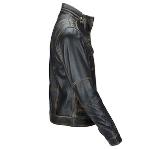 Veste en cuir pour hommes de haute qualité du meilleur fabricant avec étiquette personnalisée de service OEM hiver col montant fermeture à glissière avant respirant - Product Image 5