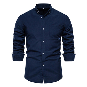 Nueva camisa Oxford de mezcla de algodón de primavera para hombre, diseño de bolsillo transpirable con estampado informal ajustado para verano - Product Image 2