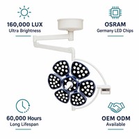 Lámpara Quirúrgica LED de Seis Pétalos para Hospital, OEM, Sin Sombra, Montada en el Techo, Temperatura de Color Ajustable