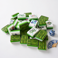Jeu de Mahjong américain en acrylique à motif bambou vert, tuiles de Mahjong colorées, jeu de table pour 4 joueurs, pour adultes, famille, fête, cadeau