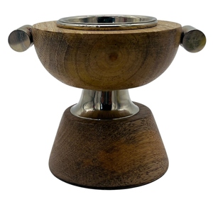 Quemador de Incienso de Madera con Diseño Árabe, Detalles en Metal Plateado, Quemador de Incienso Tradicional de Medio Oriente para el Hogar y Regalos del Golfo - Product Image 1