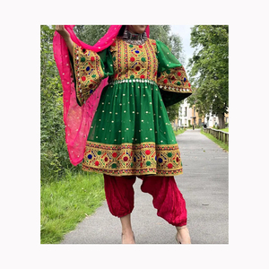 Nouvelle robe longue afghane couleur 2 pièces robe de soirée incroyable vente chaude Pakistan dames costume indien été et hiver ware - Product Image 2