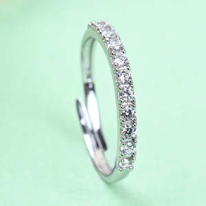 925 Sterling Silver Diamond Classic <b>Adjustable</b> <b>Ring</b>-CLARA Minimalist Style - Product Image 2