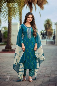 Nuevo Cataloger Premium Cotton print con bordado Work Kurtis set para venta online - Product Image 4