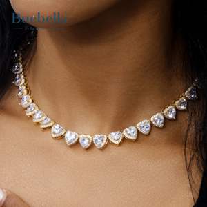 Offre Spéciale 925 Sterling Silver 10mm Iced Heart Cluster Tennis Chaîne Ras Du Cou Colliers Moissanite Bijoux pour Femmes - Product Image 1