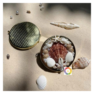 Handcraft <b>Travel</b> Friendly Seashell <b>Mirror</b> Adorned with Shells Seashell <b>Mirror</b> Made for Seaside Moments and Compact Makeup Use - Product Image 1