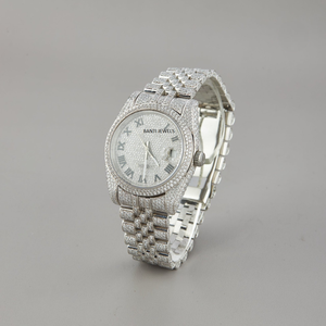 นาฬิกาหรูหรา ETA มอยส์ซาไนต์ สไตล์โบราณ เป็นมิตรกับสิ่งแวดล้อม ตัวเรือนสแตนเลส สไตล์ฮิปฮอป หน้าปัดเลขโรมัน กระจก สายยางขนาด 20 มม. วินเทจ - Product Image 2