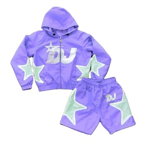 Custom Mens 2025 Reflective Windbreaker Shorts and <b>Jacket</b> Set Custom Nylon Two Piece Tracksuit For Streetwear & Fashionwear - Product Image 1