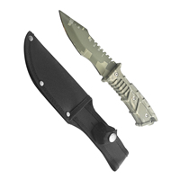 Couteau de survie tactique de chasse en acier inoxydable 3Cr13 à lame fixe pour l'extérieur, avec revêtement camouflage et étui en nylon