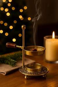 Grand brûleur d'encens en laiton avec poignée pour les cérémonies religieuses et les événements festifs - Product Image 6