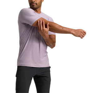 Camiseta de cuello redondo de ajuste atlético de tela de punto de 180g para hombre, transpirable, deportivo, patrón sólido, diseño personalizable en blanco - Product Image 2