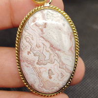 Pendentif en laiton fait main UDGEMS avec pierre précieuse en agate noire naturelle, design cabochon lâche, 5-8 mm