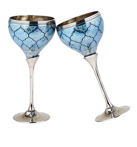 Copa de Vino TQC con Esmalte Azul, Diseño de Lujo, Copa de Latón para Cócteles de 300 ml, Hecha a Mano para Restaurante, Bar, Hotel - Product Image 2