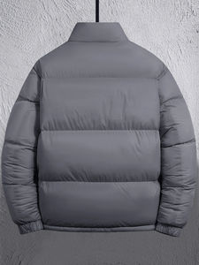 แจ็กเก็ตทรงบับเบิลน้ำหนักเบาสำหรับผู้ชายมีเชือกผูกสีทึบตามสั่งวัสดุ - Product Image 2