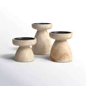 Contemporary White Solid Wood Candle Holders Set 3 Modern Geometric Design Taper Candle Stands Rectangular <b>Home</b> <b>Decor</b> Diwali - Product Image 1