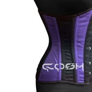 Corsets en coton noir et violet à taille cintrée, extrêmement galbés, larges hanches, sous le buste |   Ceinture de maintien de la taille, gaine de maintien de la poitrine, corset - Product Image 4