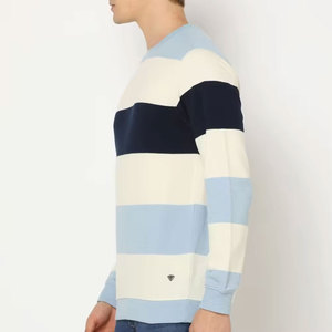 Pull en tricot rayé pour homme, col rond, coupe classique, décontracté, automne, bleu, blanc, marine - Product Image 4