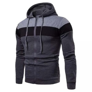 100% algodón polar con capucha para hombre contraste Color bloque cremallera ropa deportiva alta calidad logotipo personalizado bordado transpirable básicos - Product Image 3