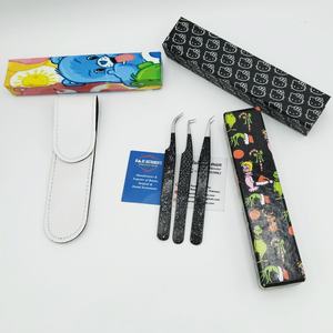 Pince à épiler d'extension de cils violets de haute précision pointe en fibre antidérapante en acier inoxydable pince à épiler à volume mince à 90 degrés utilisation facile - Product Image 5