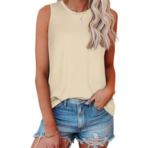 Débardeur sans manches pour femmes, en coton, coupe ajustée, décontracté, été, respirant, doux, léger, uni, basique, vêtement de mode pour tous les jours - Product Image 1