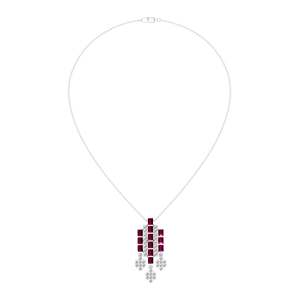 Timeless 950 Platinum Fine Pendants <b>Charms</b> Lab Grown diamond Ruby Gemstone Diamond Baguette Pendant Necklace Gift for Women Girl - Product Image 1