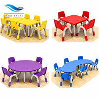 Ensembles de tables et de chaises colorées pour enfants d'âge préscolaire, meubles de classe en plastique pour garderies, jardins d'enfants, salles d'activités éducatives