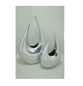 Itllian Design High Quality Flower Vase Set of Two <b>Pot</b> Aluminum Silver Finishing For Home Decore Living Room & Bed Room - Product Image 1