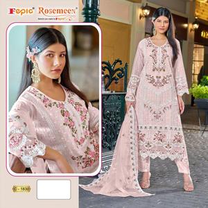 Charme intemporel: Shalwar Kameez en organza artisanal avec broderie détaillée et fond Santoon, conçu pour l'hiver - Product Image 4