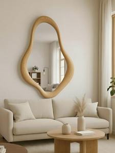 Miroir mural décoratif asymétrique en bois de chêne fait main, écologique et léger, marque KALATRI, pour hôtel et maison, à prix bas - Product Image 2