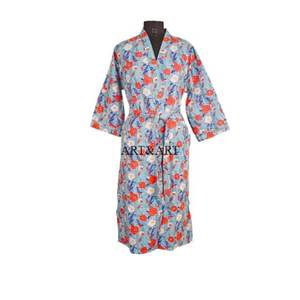 Vintage Cotton Kantha <b>Kimono</b> Women's Cut Work Thermal Beach Cover <b>Robe</b> Bikini Sleepwear Floral Design Home Summer Autumn Spring - Product Image 2