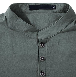 Túnica Larga Informal de Algodón y Lino Transpirable, Túnica de Manga Larga para Oración, Color Sólido Teñido, Túnica para Hombre - Product Image 5