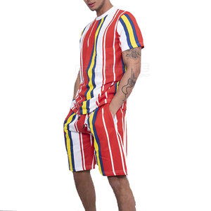 Vente en gros Ensemble de t-shirts et shorts décontractés pour hommes avec logo personnalisé Taille élastique Longueur genou - Product Image 1