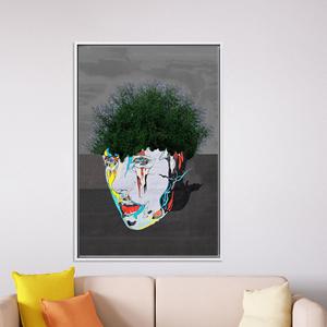 Tableau sur toile imprimé élégant : design graffiti moderne, encadré blanc - Product Image 1