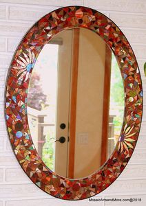 Miroir mural, miroir mural rond, miroir mural encadré, miroir décoratif, miroir d'hôtel, miroir de salon, miroir mural de luxe, - Product Image 5