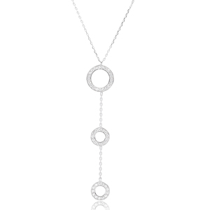 Pendentif en forme de pierre de zircon transparente à triple creux rond, bijoux en argent sterling 925 fabriqués à la main en Turquie - Product Image 1