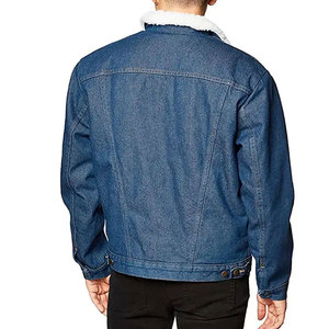 Veste en jean longue extensible sur mesure pour homme, veste en jean en coton bleu, veste en jean unie d'hiver pour homme, grande taille - Product Image 2