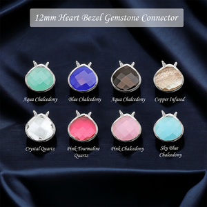 Aqua Chalcedony <b>Heart</b> Gemstone 925 Sterling <b>Silver</b> DIY Connector <b>Necklace</b> Bezel Setting Fine Pendants & Charms Bulk Comptack - Product Image 6